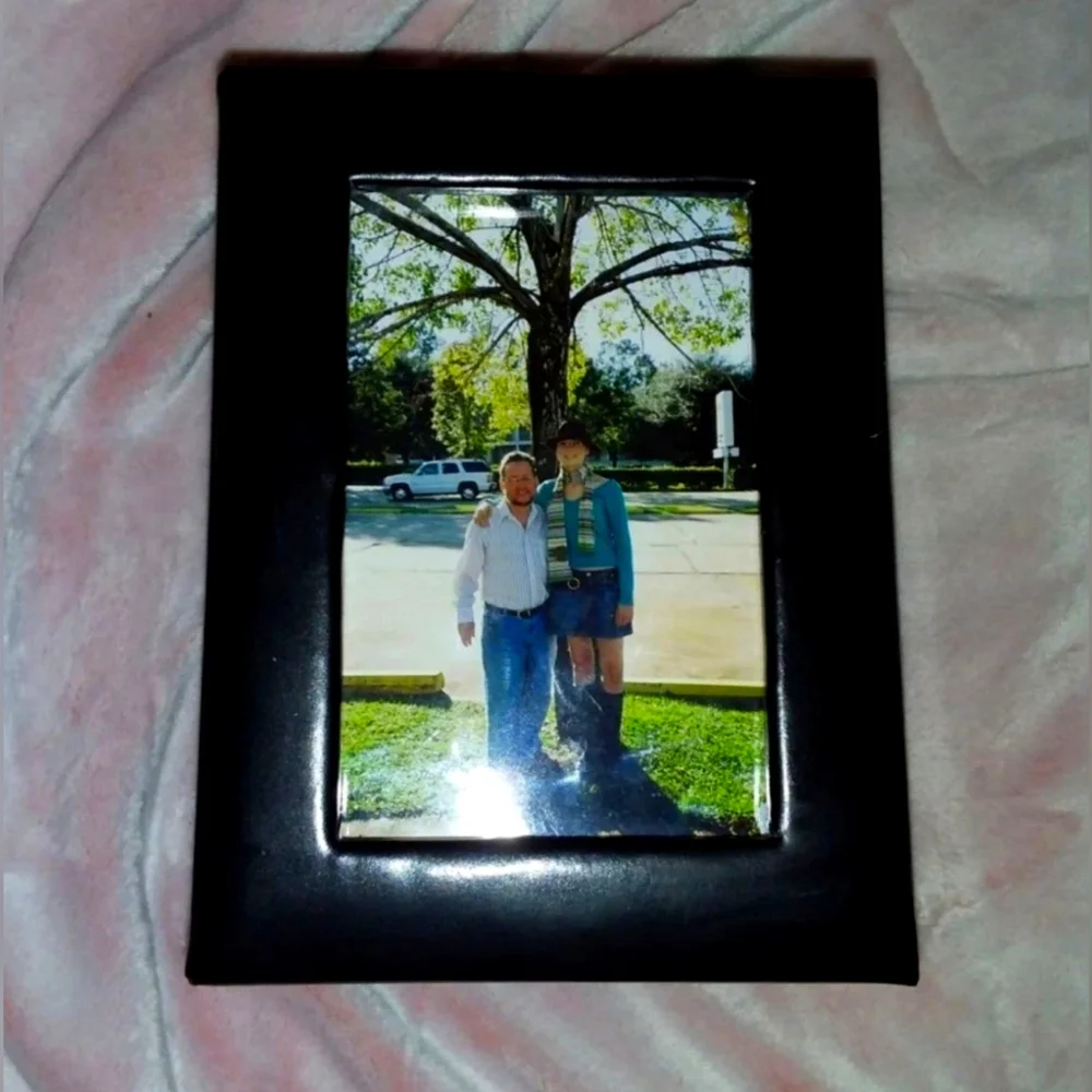 Vintage 1998 Restoration Hardware Black Leather Picture Box Storage Home Decor